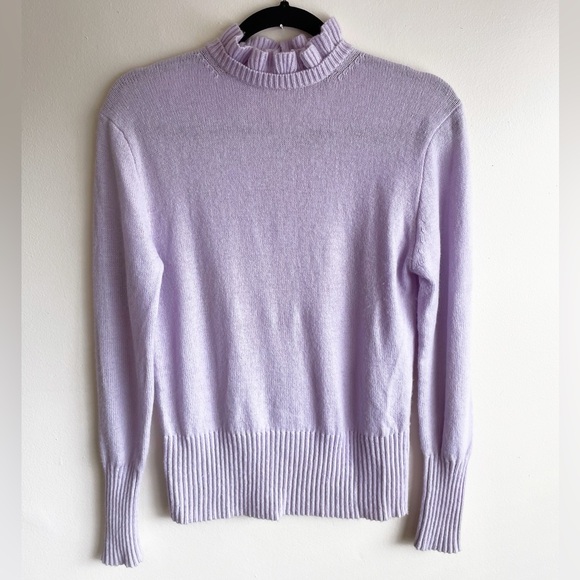 J. Crew Fresh Purple Lambs Wool Ruffle Mock Neck Sweatshirt Professional Preppy - Picture 1 of 9